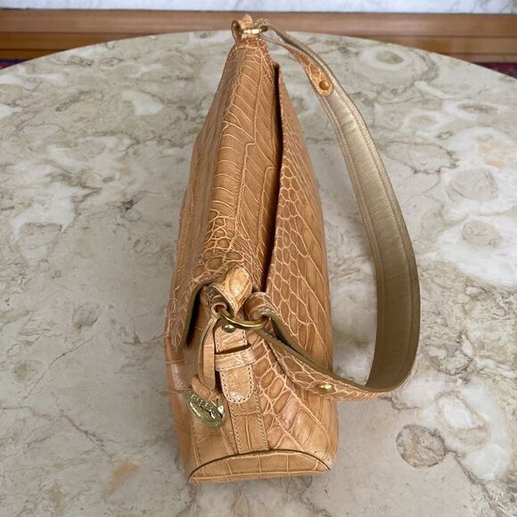Brahmin Croc Embossed Leather Baguette Shoulder Bag - Picture 8 of 15